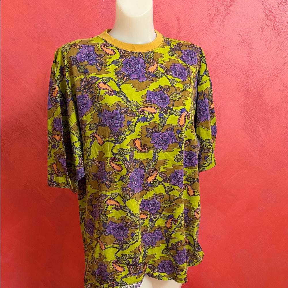 Vintage Floral Patterned Women's/Men’s Cotton Top (S/M)
